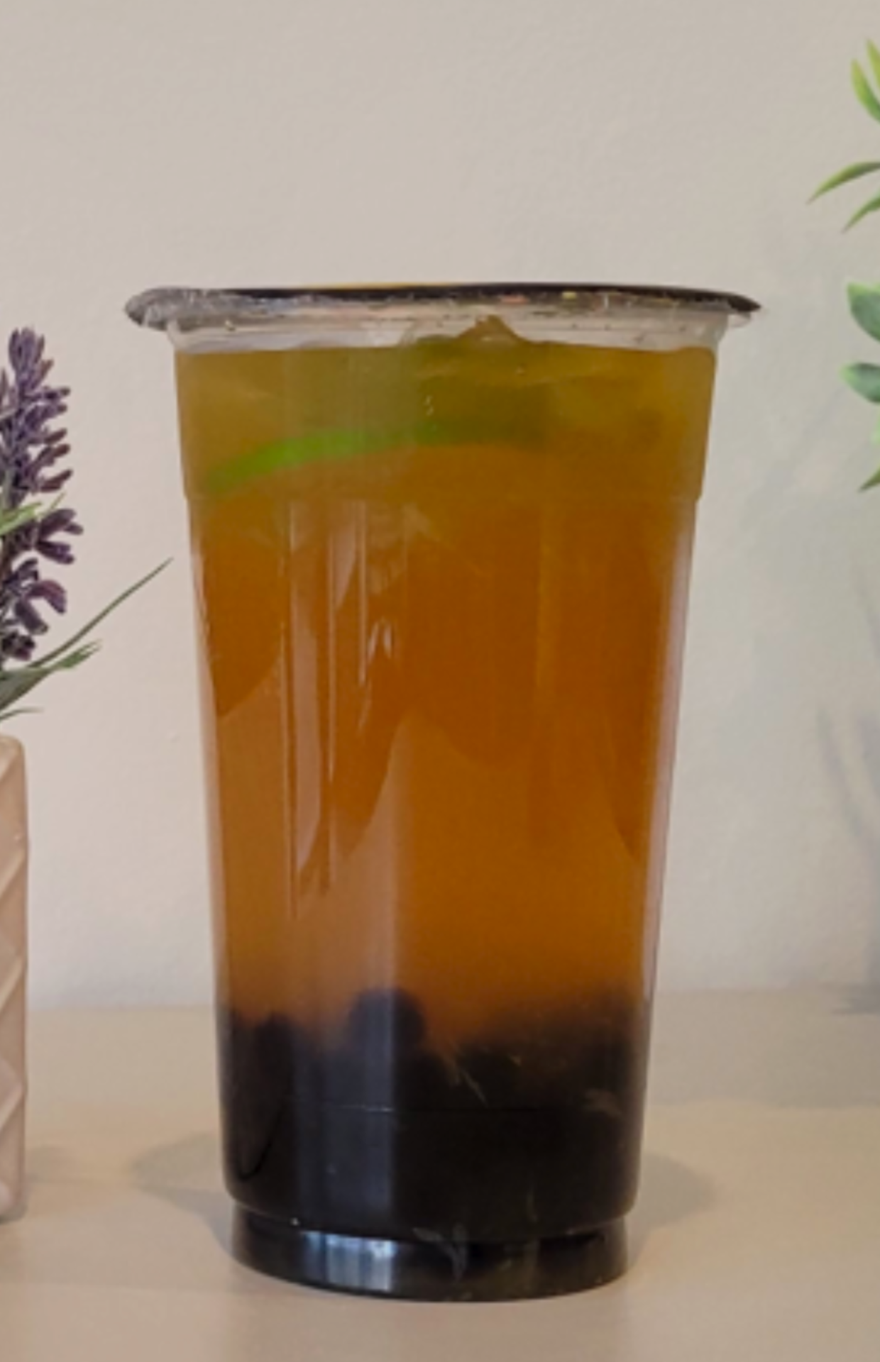 Peach Lemon Green Tea with Tapioca Pearls