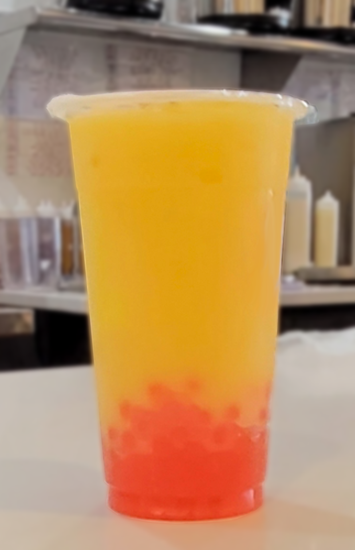 Mango Slush with Strawberry Popping Boba